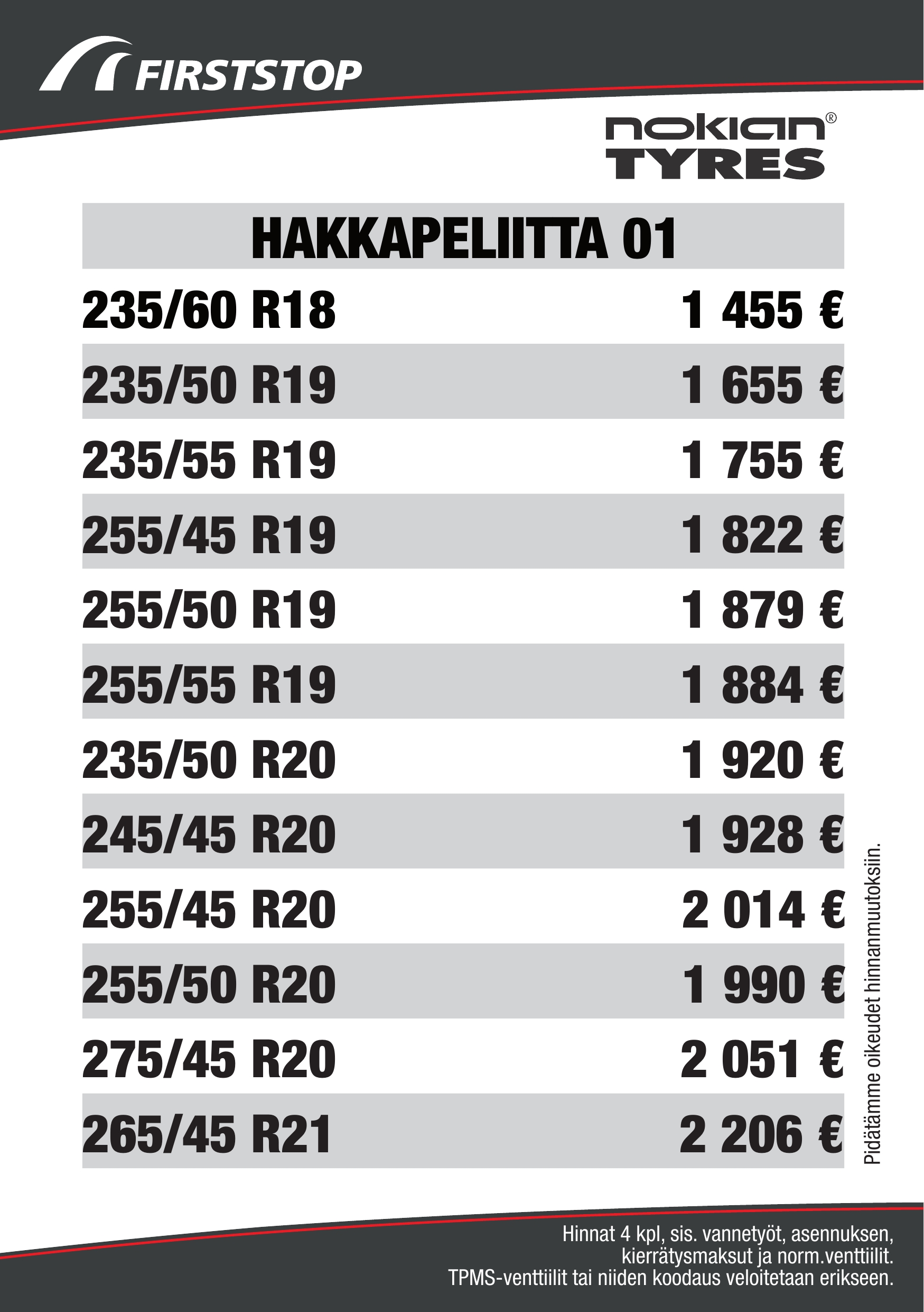 Nokian Hakkapeliitta O1 SUV hinta